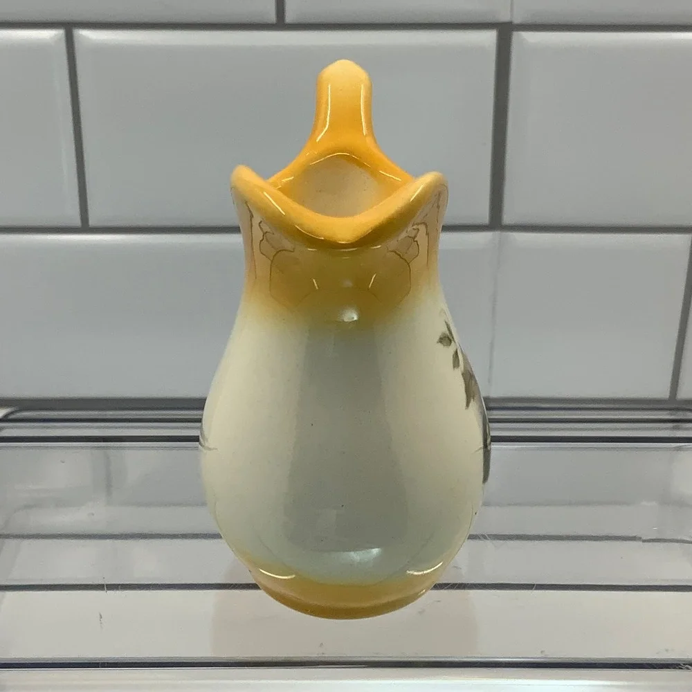 Vintage Sharons Kountry Cafe Floral Ceramic Yellow Cream 3.25in Pitcher